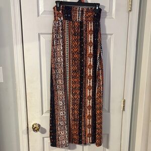 Maurices Orange and Black Patterned Maxi Skirt